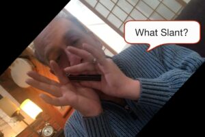 playing harp on a slant